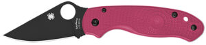 Spyderco C223PNBK Para 3 Lightweight Breast Cancer EDC 2.93" Folding Plain Black DLC BD1N SS Blade, Pink Textured FRN Handle