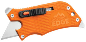 Outdoor Edge SWB10C SlideWinder  3.50" Long, Plain Utility Blade, Orange GNR/SS Handle, Screwdriver, Bottle Opener