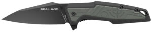 Real Avid AVRAV1 RAV-1  3.25" Folding Modified Clip Point Plain Black Oxide 4Cr14 Blade, Grip Plates GFN Handle, Clamshell Pkg