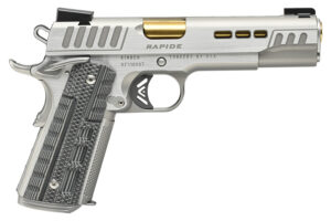 Kimber Mfg.,inc 3000423 Rapide Dawn 45 ACP 8+1 5" Gold TiN Stainless Steel Barrel, Lightening Cut/Serrated Stainless Steel Slide, Stainless Steel Frame w/Beavertail, Black & Gray G10 Grip