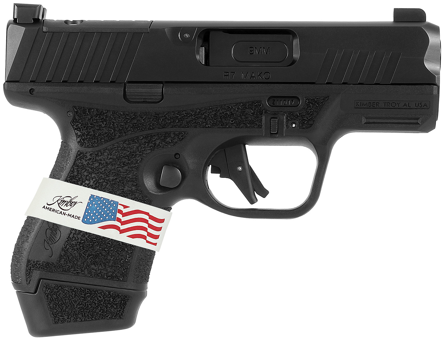 Kimber Mfg, Inc 3800004 R7 Mako Liberty Sub-Compact Frame 9mm Luger 13+1 3.37" Black DLC Match Grade Barrel, Black FNC Nitride Optic Ready/Serrated Stainless Steel Slide, Black Polymer Frame