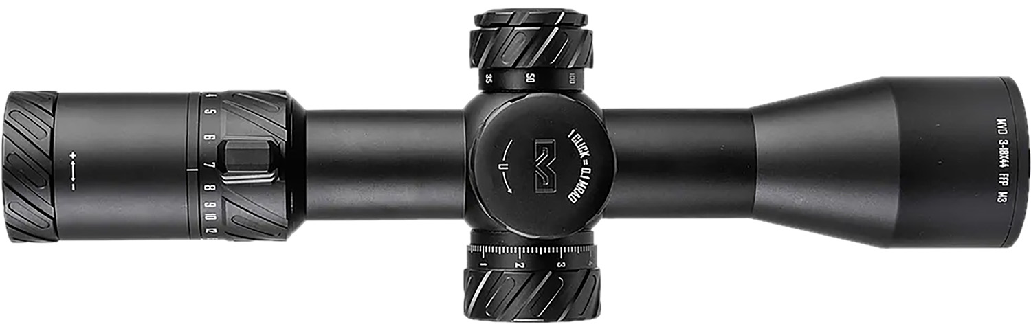 Meprolight USA 901246703 MVO Matte Black Anodized 3-18x44mm, 34mm Tube, Illuminated M3 MRAD Etched Green/Red Reticle