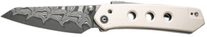 Civivi Knives C22036-DS1 Vision FG  3.54" Folding Reverse Tanto Plain Damascus Blade, Ivory G10 Handle