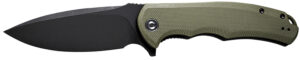 Civivi Knives C803F Praxis  3.75" Folding Plain Black Stonewashed 9Cr18MoV SS Blade, OD Green Textured G10 Handle