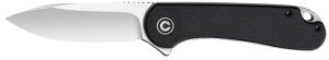 Civivi Knives C907A Elementum  2.96" Folding Plain Satin D2 Steel Blade, 4.03" Black Textured G10 Handle