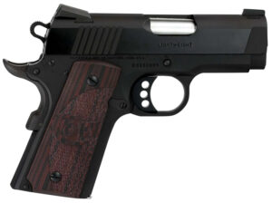 Colt Mfg O7800XE Defender  Compact 45 ACP 7+1 3" Black Steel Barrel, Blued Serrated Slide, Matte Black Cerakote Aluminum Frame w/Beavertail, Black Cherry Tactical G10 Grips, Ambidextrous