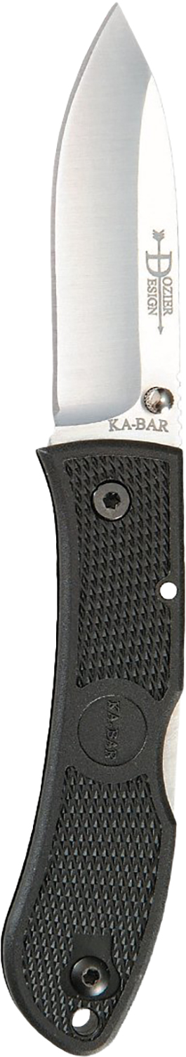 Ka-Bar 4062 Dozier Hunter 3" Folding Drop Point Plain AUS-8A SS Blade, Black Zytel Handle, Includes Pocket Clip