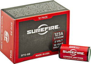 SureFire SF12BB 123A Batteries  Red/Black 3.0 Volts 1,550 mAh (12) Single Package Boxed