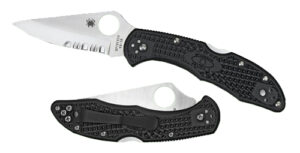 Spyderco C11SBK Delica 4 2.88" Folding Drop Point Serrated VG-10 SS Blade/Black Textured FRN Handle Includes Pocket Clip