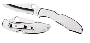 Spyderco C10S Endura 4  3.85" Folding Clip Point Part Serrated VG-10 SS Blade Satin Stainless Steel Handle Includes Pocket Clip