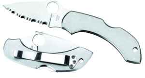 Spyderco C28P Dragonfly 2 2.31" Folding Clip Point Serrated VG-10 SS Blade Stainless Steel Handle Includes Pocket Clip