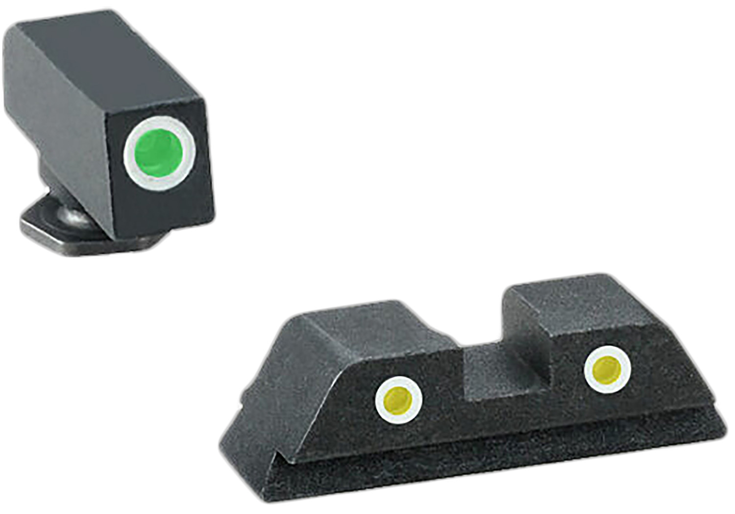 AmeriGlo GL115 Classic Tritium Sight Set for Glock Green Tritium White Outline Front Sight-Yellow Tritium White Outline Rear Sight