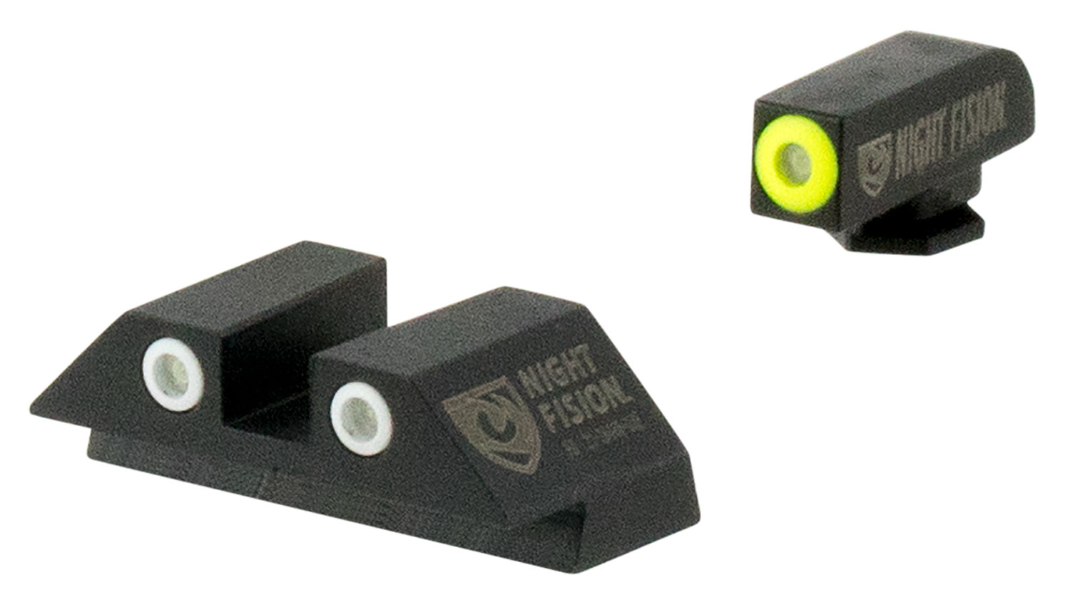 Night Fision GLK001003YGW Tritium Night Sights For Glock Green Tritium Yellow Outline Front Sight- Green Tritium White Outline Rear Sight Glock 17/17L/19/22