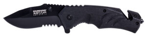 Humvee Adventure Gear HMVKTR15 Tactical Recon 3" Folding Drop Point Part Serrated Black Stainless Steel Blade/Black Textured Features Glass Breaker/Seat Belt Cutter Includes Pocket Clip