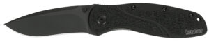 Kershaw 1670BLK Blur  3.40" Folding Drop Point w/Recurve Plain Black DLC 14C28N Steel Blade Black Anodized Aluminum Handle Includes Pocket Clip
