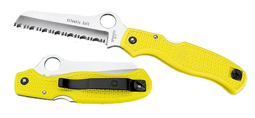 Spyderco C89SYL Atlantic Salt 3.69" Folding Sheepsfoot Serrated H2 Steel Blade, Yellow FRN Handle, Includes Pocket Clip