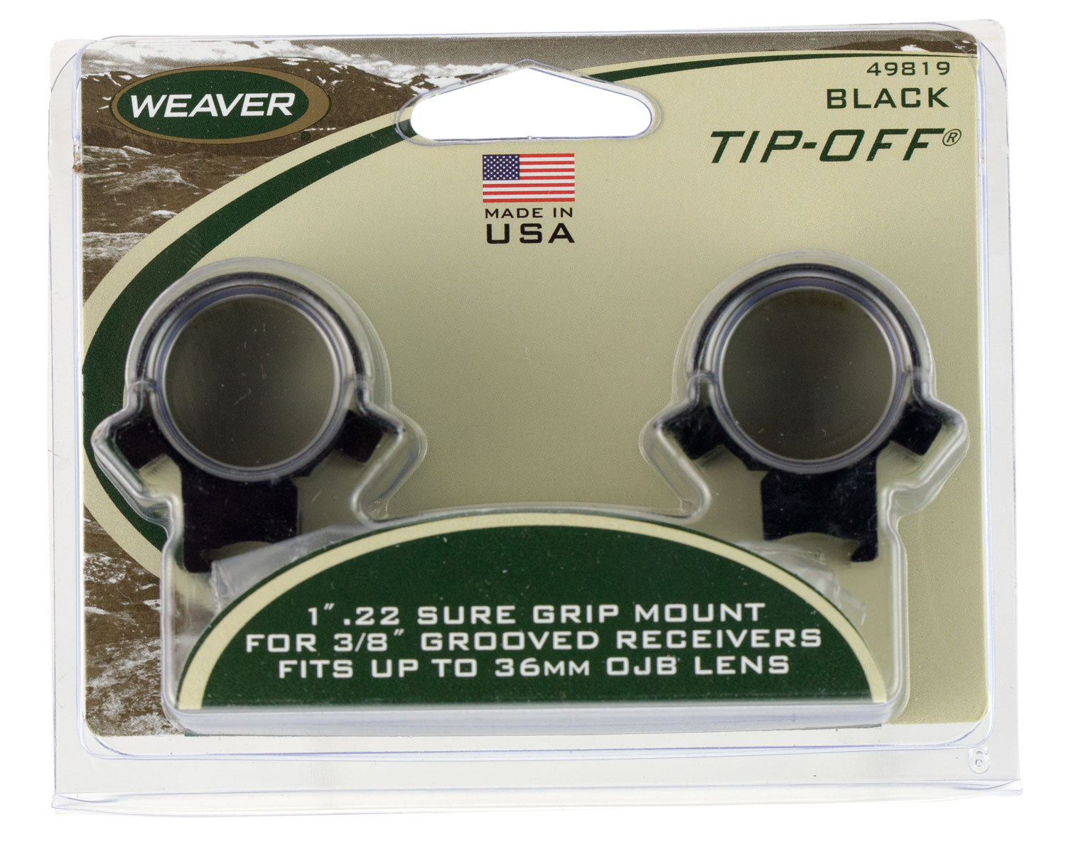 Weaver Mounts 49819 .22 Tip-Off Rings Black 1"