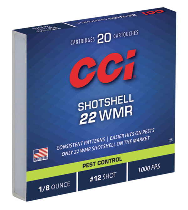 CCI 0025 Pest Control Shotshell 22WMR 52gr #12Shot 20 Per Box/100 Case