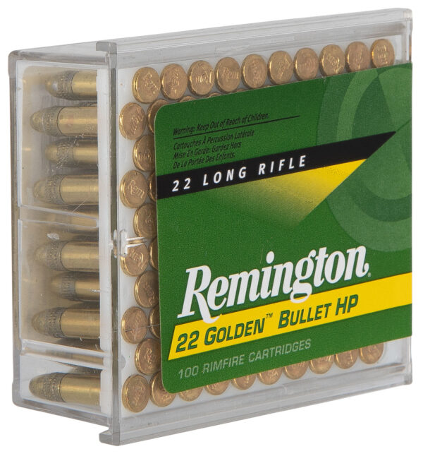 Remington Ammunition 21278 Golden Bullet Rimfire 22LR 36gr Plated Hollow Point 100 Per Box/50 Case