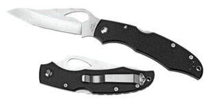 Spyderco BY03PSBK2 Byrd Cara Cara 2 Lightweight 3.75" Folding Drop Point Part Serrated 8Cr13MoV SS Blade Black  Textured FRN Handle Includes Pocket Clip