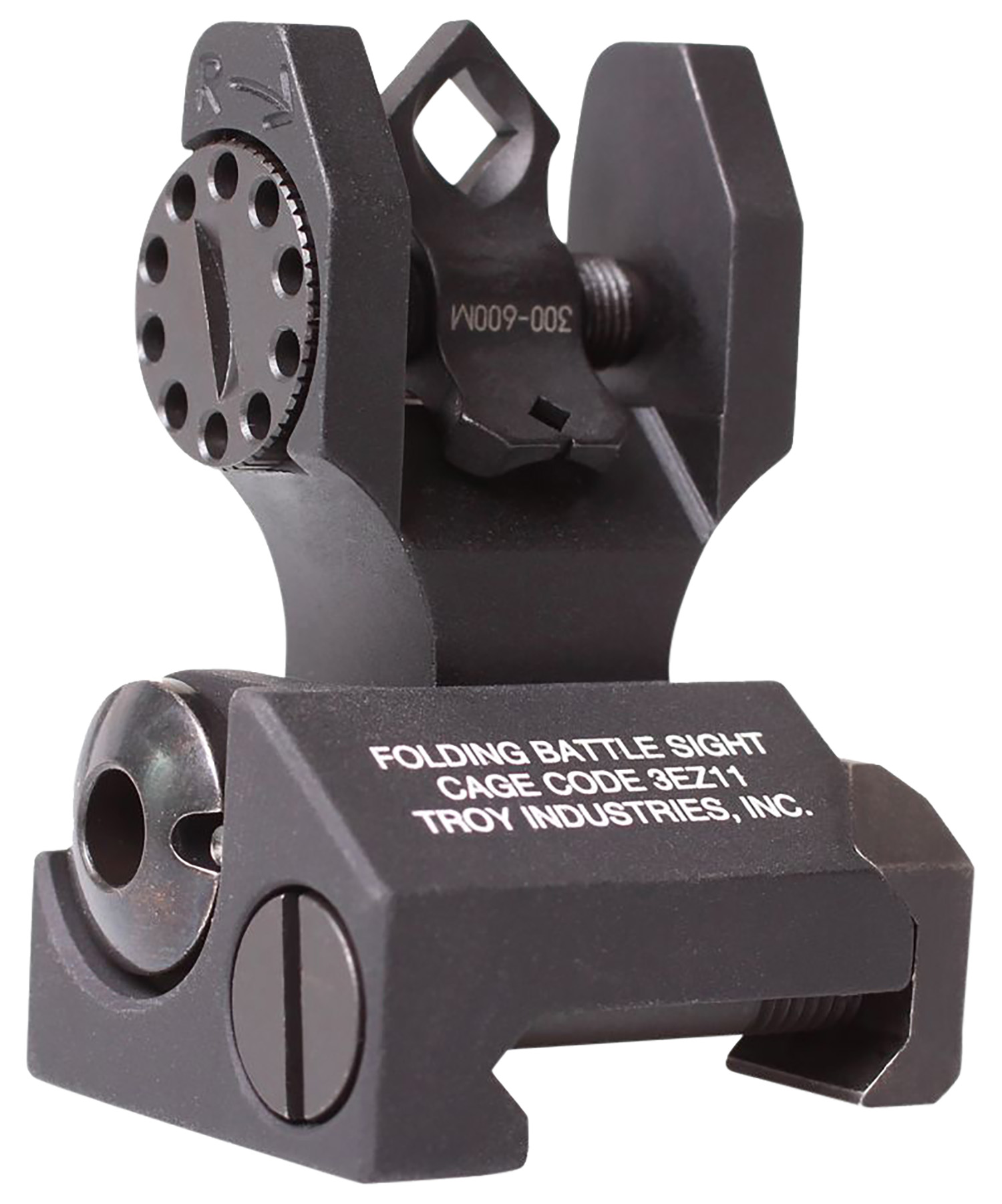Troy Ind SSIGDOARFBT00 Rear Folding BatteleSight Dioptic Black Hardcoat Anodized for AR-15