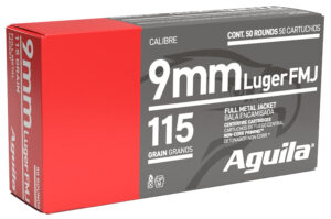 Aguila 1E097704   9mm Luger 115gr Full Metal Jacket 50 Per Box/20 Case