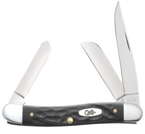 Case 18222 Stockman Medium Folding, 2.57"/1.88"/1.71" Clip Point/Sheepsfoot/Spey Plain Mirror Polished Tru-Sharp SS Blade, Rough Black Jigged Synthetic Handle