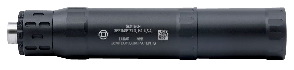 Gemtech 12711 Lunar-9 9mm Luger 1.40" Black Hardcoat Anodized Aluminum 1/2"-28 tpi