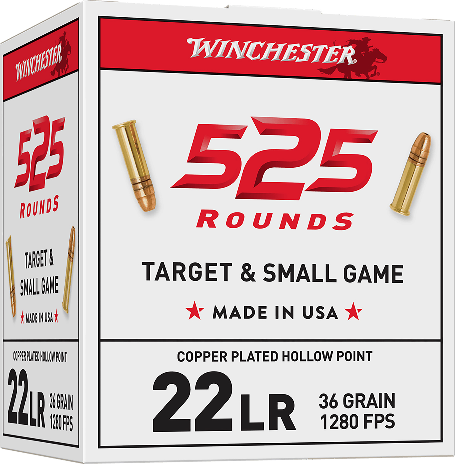 Winchester Ammo 22LR525HP USA 22LR 36gr Copper Plated Hollow Point 525 Per Box/10 Case *Bulk