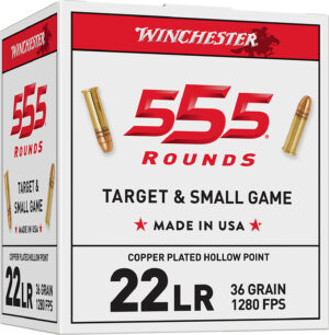 Winchester Ammo 22LR555HP USA 22LR 36gr Copper Plated Hollow Point 555 Per Box/10 Case *Bulk