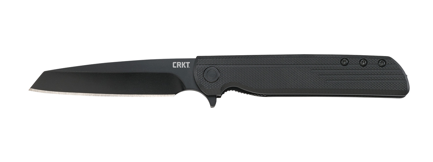 CRKT 3802K LCK + Blackout 3.24" Folding Tanto Plain Black Oxide 8Cr13MoV SS Blade/ Black GRN Handle Includes Pocket Clip