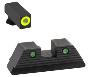 AmeriGlo GL819 Trooper Sight Set for Glock Green Tritium LumiGreen Outline Front Sight-Green Tritium Black Outline Rear Sight