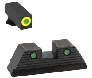 AmeriGlo GL821 Trooper Sight Set for Glock Green Tritium LumiGreen Outline Front Sight-Green Tritium Black Outline Rear Sight