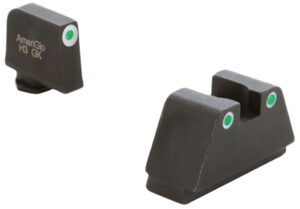 AmeriGlo GL330 Optic Compatible Sight Set for Glock 2XL Tall Green Tritium White Outline Front Sight-Green Tritium White Outline Rear Sight