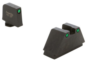 AmeriGlo GL815 Optic Compatible Sight Set for Glock 3XL Tall Green Tritium Black Outline Front Sight-Green Tritium Black Outline Rear Sight