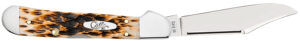 Case 00133 CopperLock  Mini 2.72" Folding Clip Point Plain Mirror Polished Tru-Sharp SS Blade/Peach Seed Jigged Amber Bone Handle