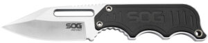 S.O.G SOG-NB1012-C Instinct  2.30" Fixed Clip Point Plain Satin Polished 5Cr15MoV SS Blade Black/Silver G10/SS Handle Includes Sheath