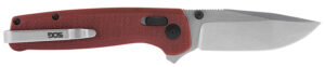 S.O.G SOGTM1023BX Terminus XR 2.95" Folding Clip Point Plain Stonewashed D2 Steel Blade Crimson Textured G10 Handle Features Box Packaging Includes Pocket Clip