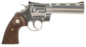 Colt Mfg PYTHONSP5WTS Python  357 Mag/38 Special 6 Shot 5" Stainless Recessed Target/Vent Rib Barrel, Stainless Cylinder & Frame, Walnut w/Colt Medallion Grip