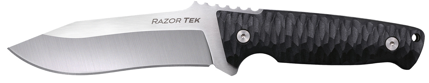 Cold Steel CSFX5RZR Razor Tek EDC 5" Fixed Clip Point Plain Satin 4116 Krupp SS Blade, 4.63" Black Textured