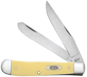 Case 30114 Trapper  Folding Clip Point/Spey Plain Mirror Polished Carbon Steel Blade/Smooth Yellow Synthetic Handle