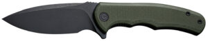 Civivi Knives C18026C-1 Praxis  Mini 2.98" Folding Drop Point Plain Black Stonewashed D2 Steel Blade, OD Green Textured G10 Handle