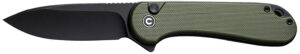 Civivi Knives C18062P-3 Elementum II  EDC 2.96" Folding Drop Point Plain Black Stonewashed Nitro-V Steel Blade, OD Green Textured G10 Handle