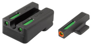 TruGlo TG13KM1PC TFX Pro Black | Green Tritium & Fiber Optic Orange Outline Front Sight Green Tritium & Fiber Optic Rear Sight