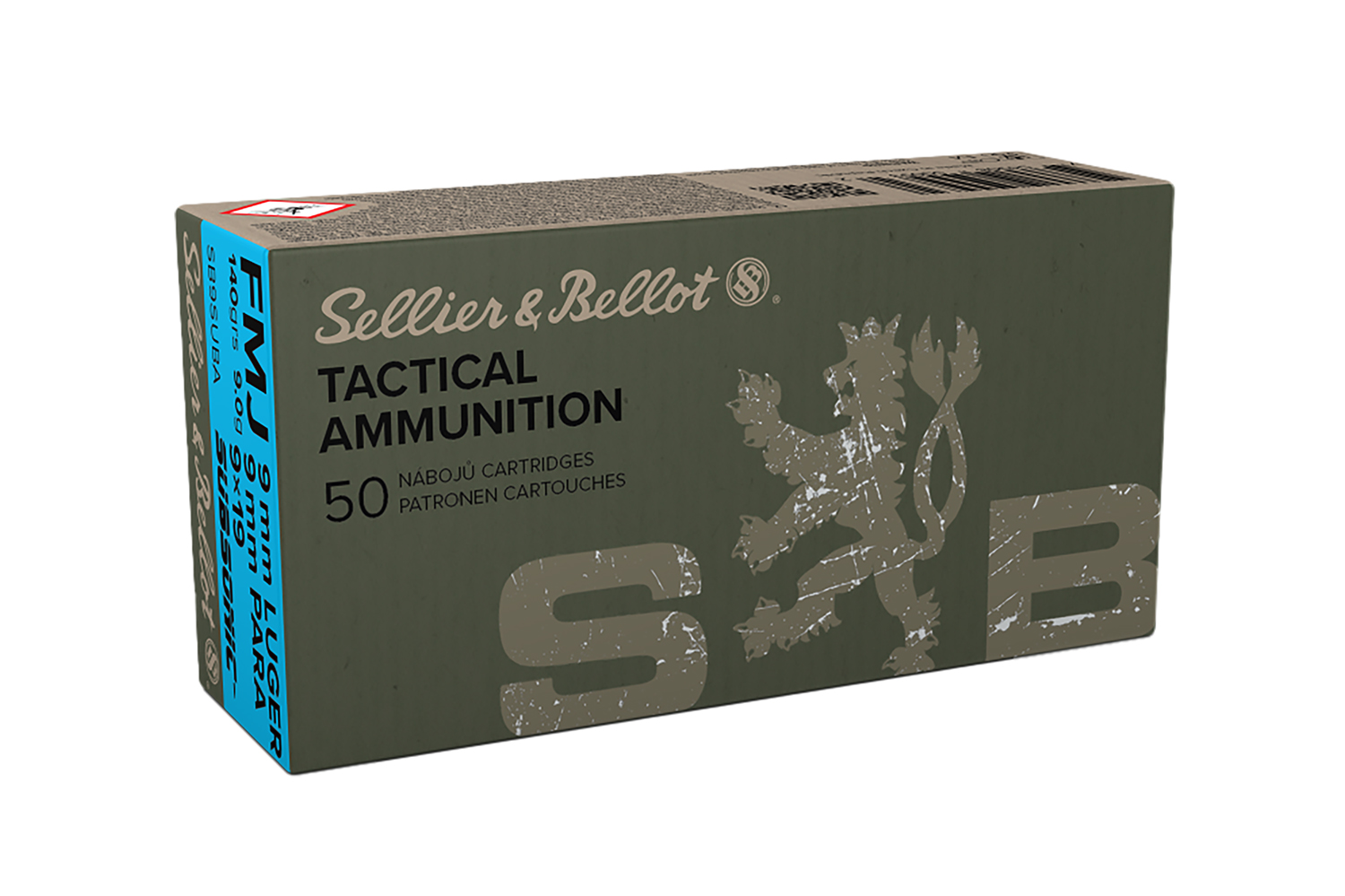 Sellier & Bellot SB9SUBA Handgun 9mmLuger Subsonic 140gr Full Metal Jacket 50 Per Box/20 Case
