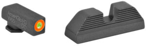 AmeriGlo GL353 Protector Sight Set for Glock  Green Tritium Orange Outline Front Sight-Black Serrated Rear Sight