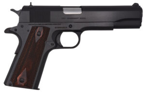 Colt Mfg O1911C 1911 Government 45 ACP 7+1, 5" Stainless National Match Barrel, Blued Serrated Steel Slide & Frame w/Beavertail Double Diamond Checkered Rosewood Grip