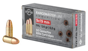 PPU PPRM9 Rangemaster  9mmLuger 124gr Full Metal Jacket 50 Per Box/20 Case