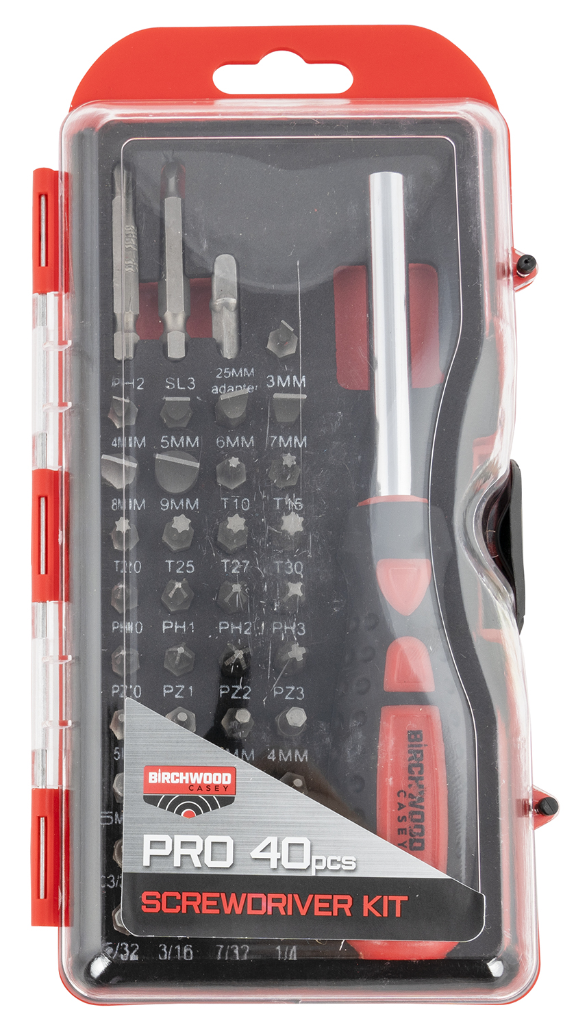 Birchwood Casey PROSDS Pro Screwdriver Kit 40 Pieces Includes Slotted/Philips/Torx/Hex Heads
