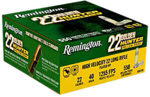 Remington Ammunition R21253 Golden Hunter 22LR 40gr Plated Hollow Point 550 Per Box/12 Case